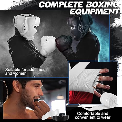 Miniatura 4 de Kanayu Juego de boxeo de 14 piezas que incluye 2 pares de guantes de boxeo de 16 onzas, casco y envolturas de mano, protectores bucales, regalos