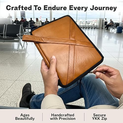 Miniatura 7 de rofozzi Leather Tech - Funda organizadora de viaje para accesorios electrónicos, funda de cuero para tableta, bolsa organizadora de cables de viaje