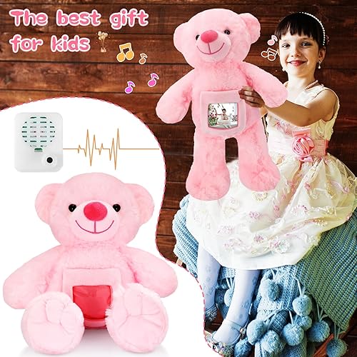 Miniatura 5 de Oso con recuerdo de grabación de voz con mensajes grabables con imágenes, juguete conmemorativo para baby shower, regalo de cumpleaños, regalos de