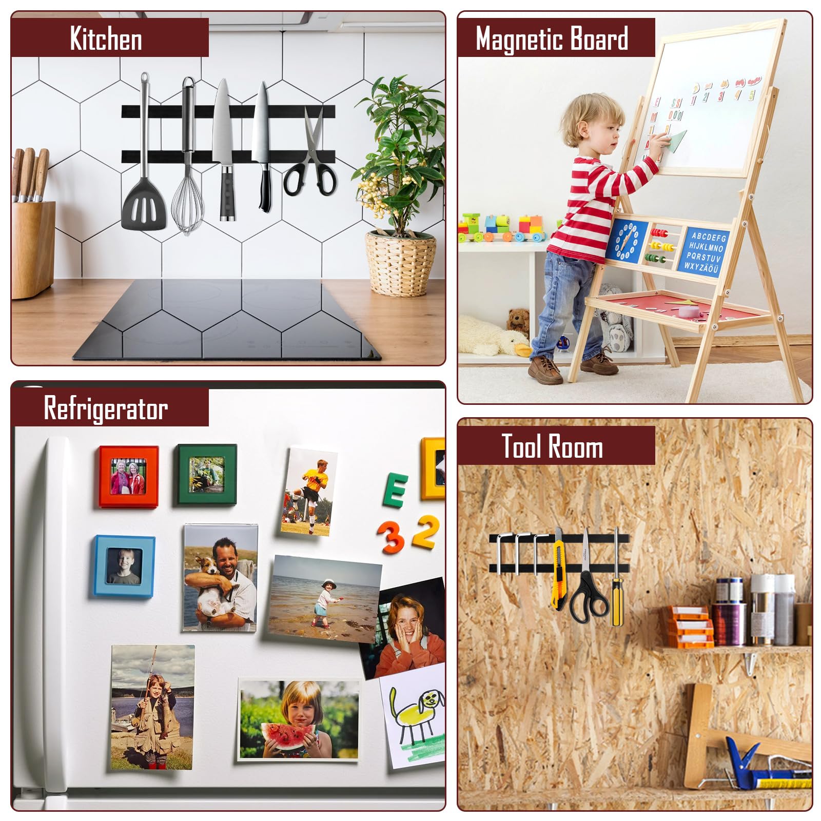 Nastro Magnetico Autoadesivo 5m X 1.5cm - Adesivo Forte Per Poster, Foto E Fai Da Te | Nero - Foto 5