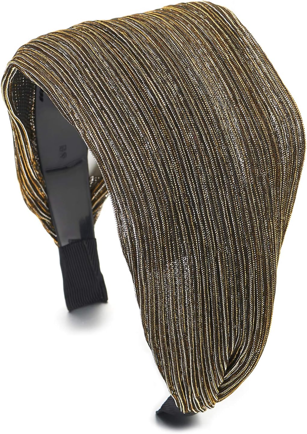COOLSTEELANDBEYOND Elegant Classic Broadside Wide Silver Gold Black Glossy Stripes Lace Headband Hair Hoop Hairband