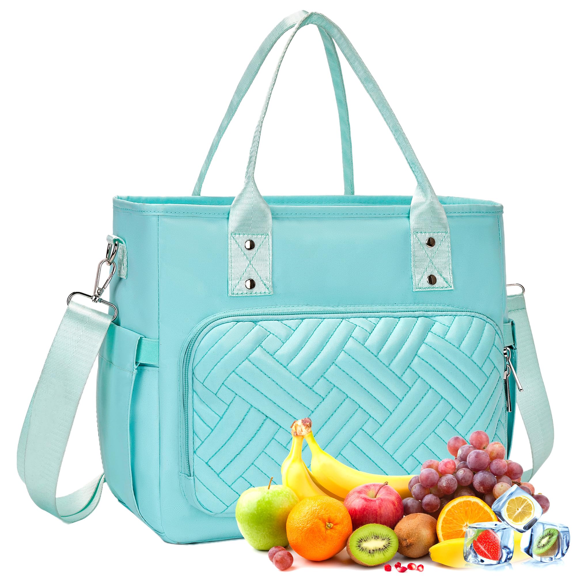 HMLIN OUTOOORS Lunch Box for Women, Large Women's Lunch Bags with an Adjustable Shoulder Strap, Leak Proof Lunch Tote Bag, Insulated Lunch Bag for Office, Work, Picnics, Camp Green
