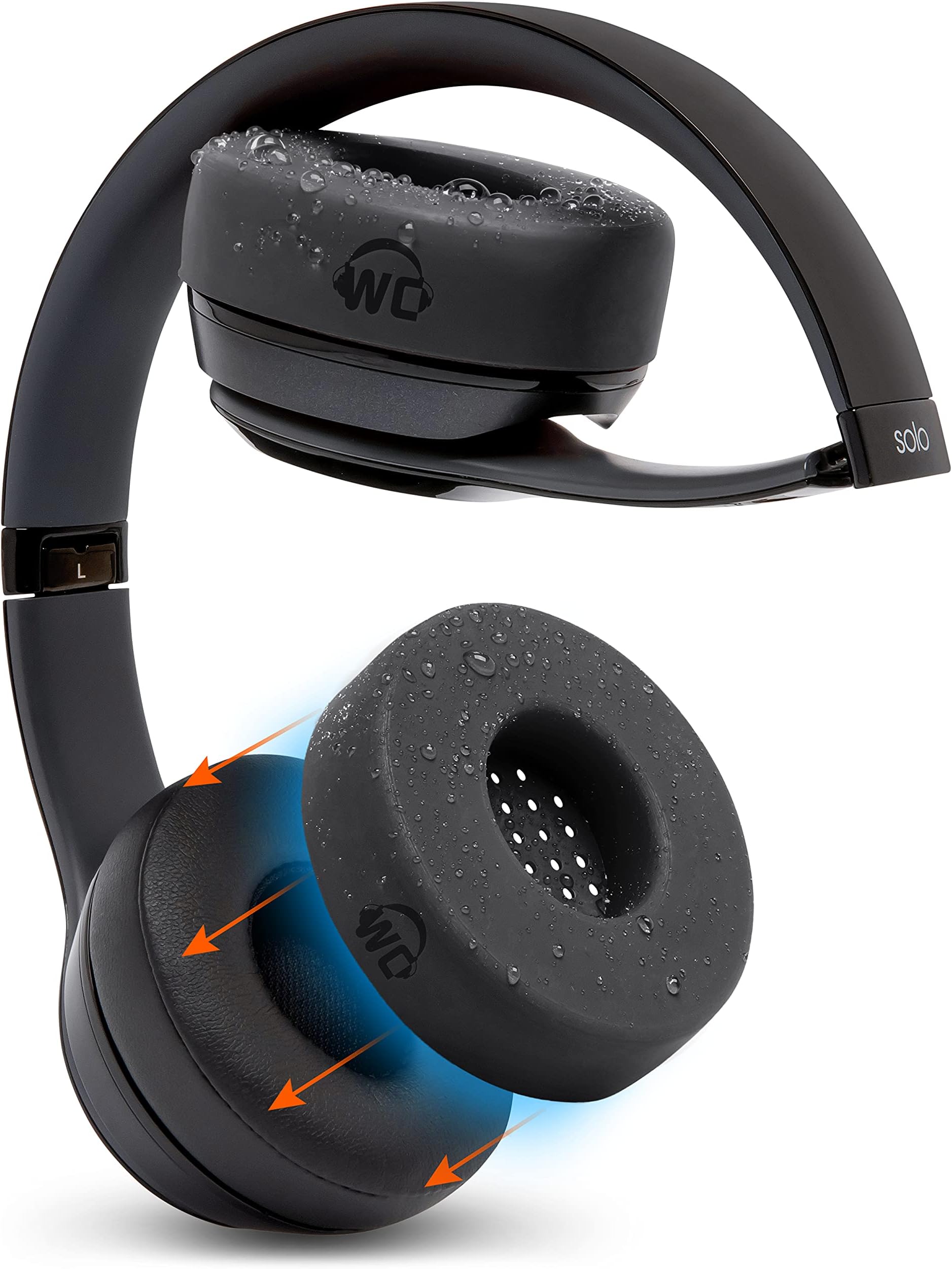 WC Small SweatZ Protective Headphone Ear Covers Made by Wicked Cushions | Fits Beats Solo 2 & 3 | Sweatproof, Washable & Preserves Comfort | (Black)
