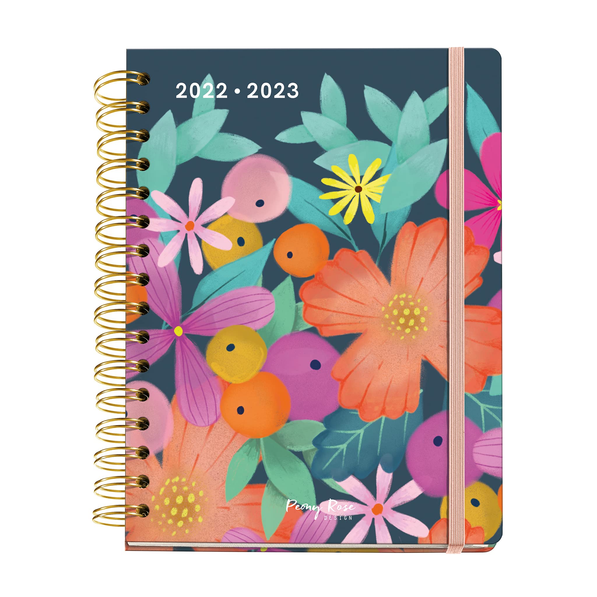 Miquelrius - Calendar September 2022 June 2023 - Week Vista - Size 15.5 x 21.3 cm - Multilingual: English, Spanish, Italian, French and German - Peony Rose - Blossom, MR26734