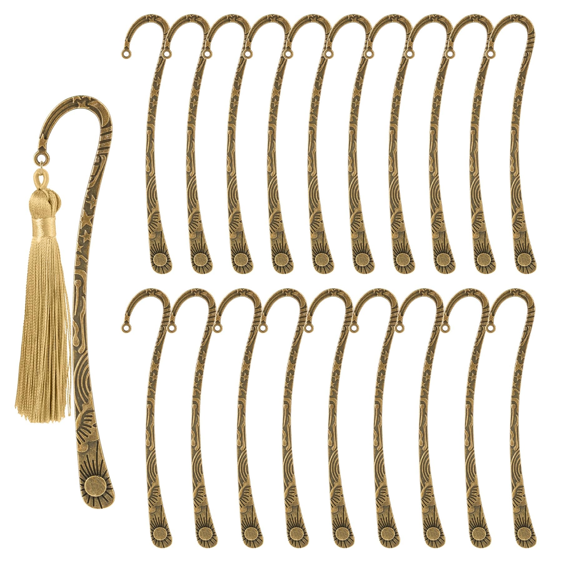 AUEAR, 20 Pack Metal Bookmarks Carved Hook Bookmark Vintage Book Markers with Hook for Reader (Bronze)