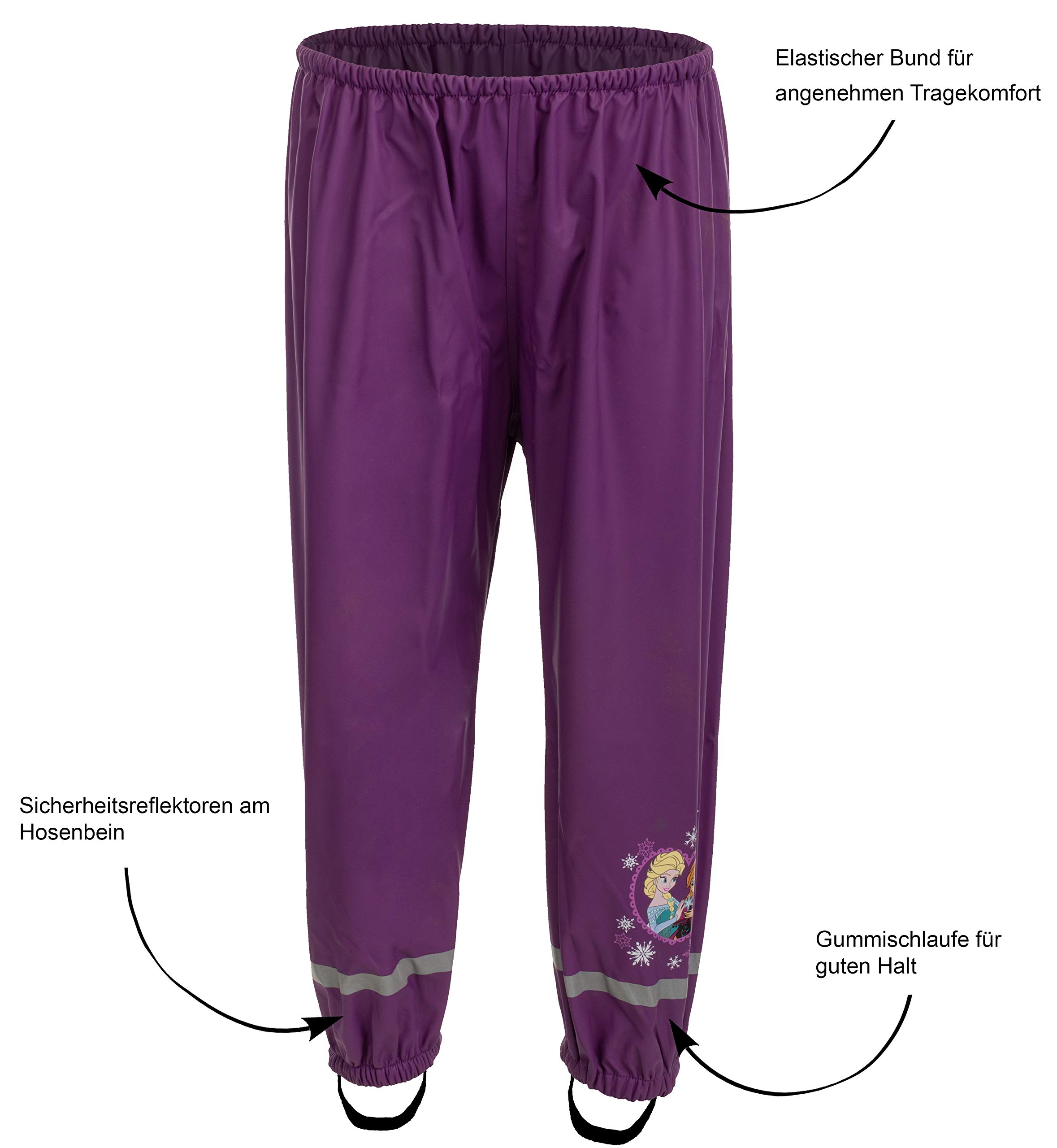 Brandsseller Pantalones de lluvia para niña con motivos en el estilo de la Patrulla Canina – Frozen/La Reina de Hielo.