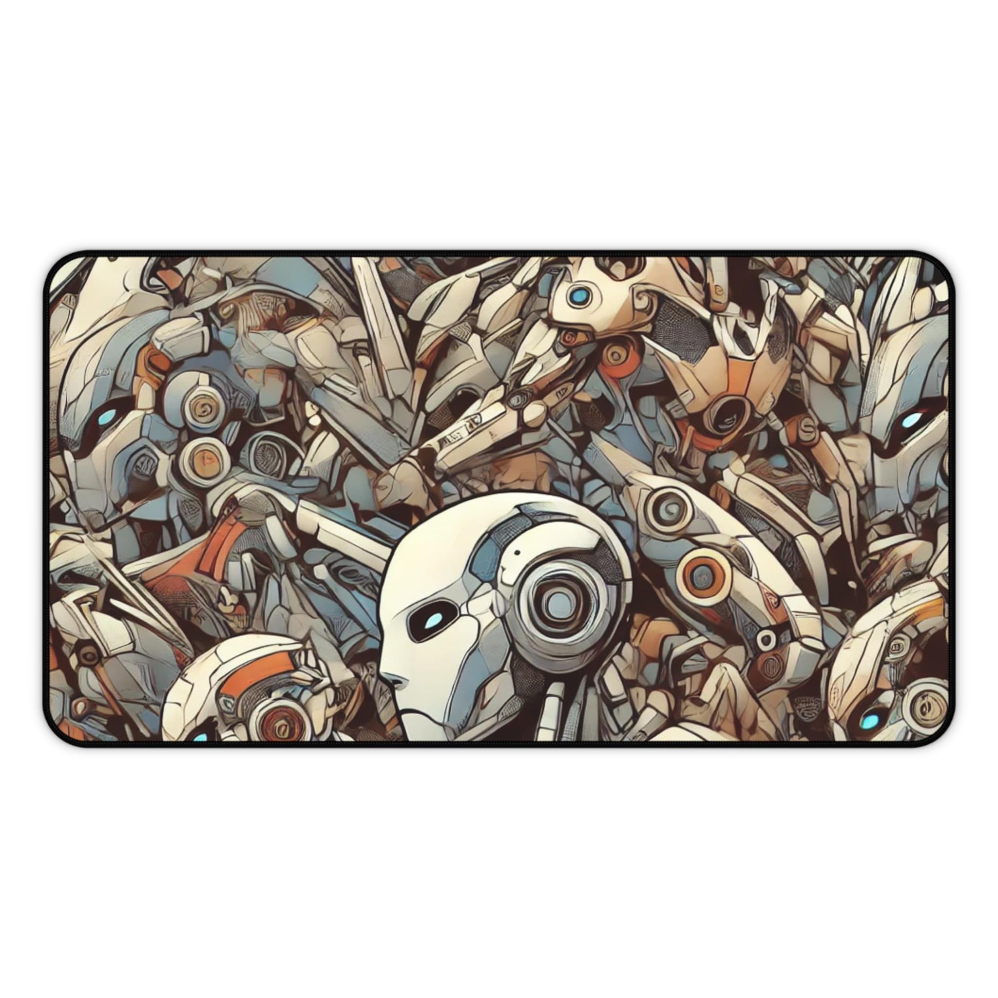 Futuristic Desk Mat Robotic Office Decor Unique Gamer Gift Computer Accessory Geeky Gift for Tech Lovers Modern Home