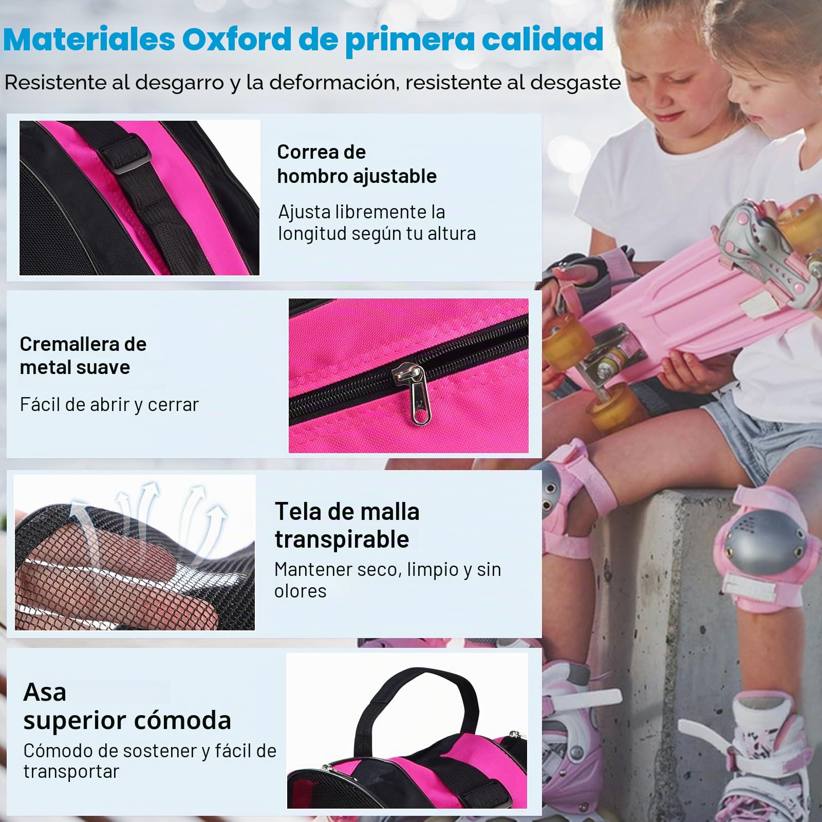 Bolsa para Patines con 3 Compartimentos, Mochila Transporte para Patines en Línea y de 4 Ruedas