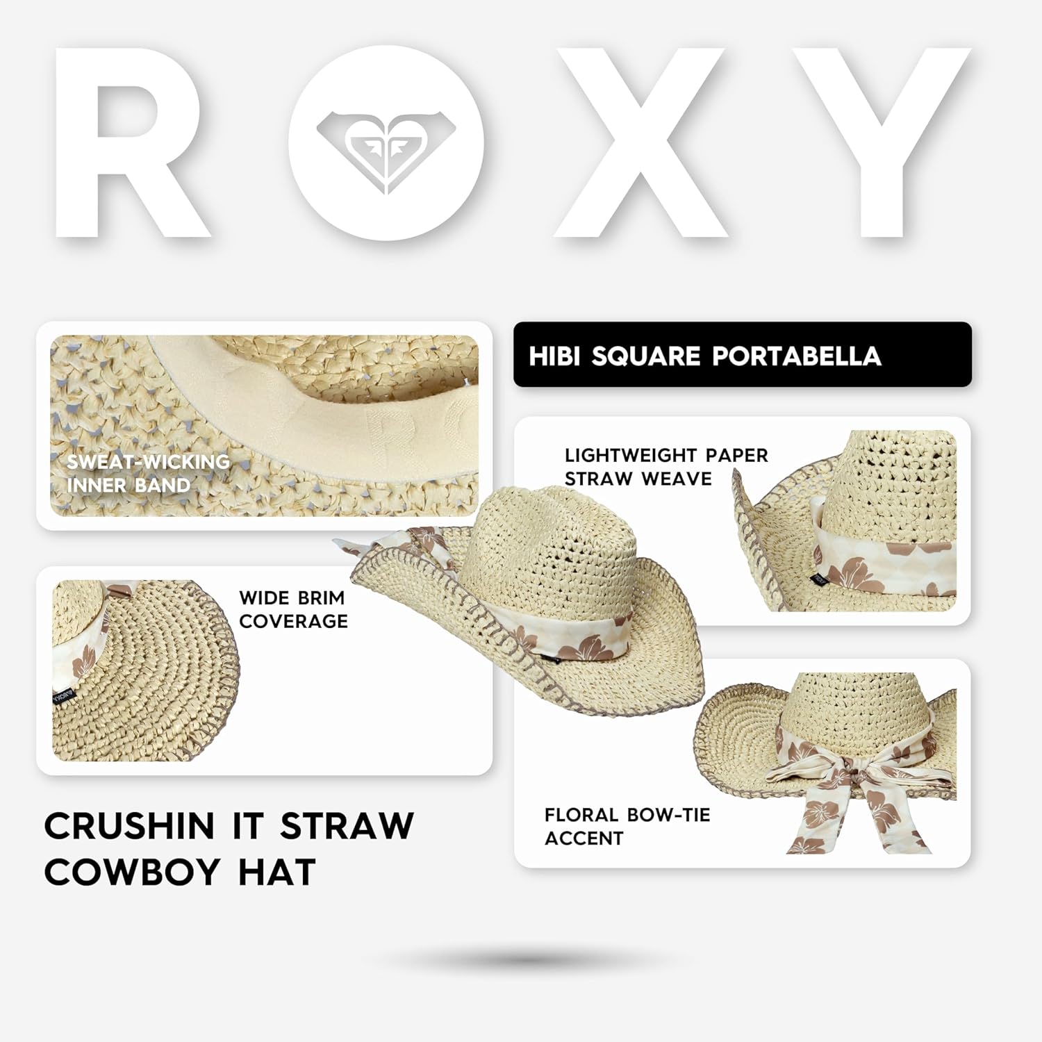 Roxy Womens Crushin It Straw Cowboy Hat - Image 7