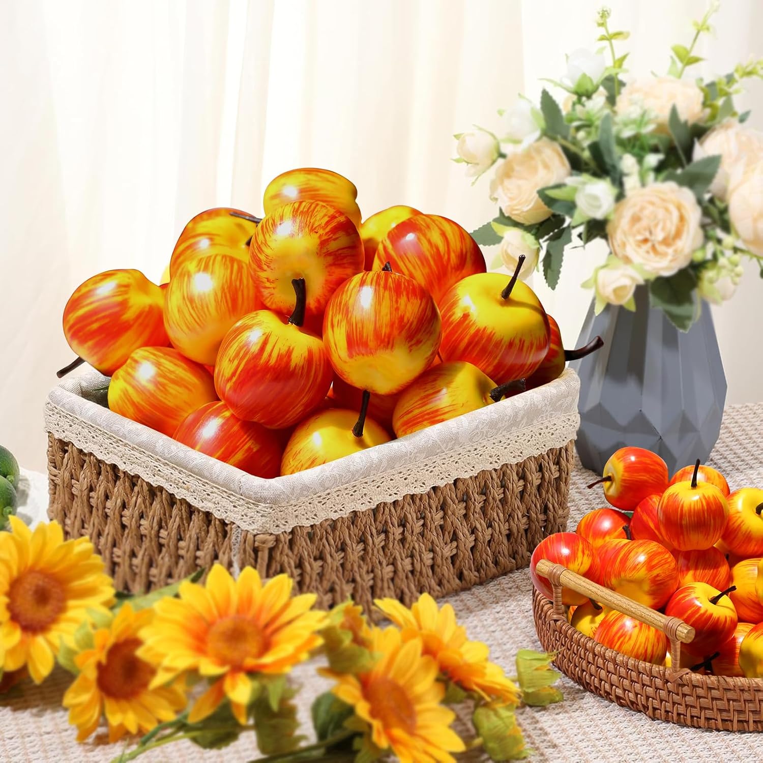 30 Pcs Mini Artificial Apples, Fake Little Pink Apple Mini Fruits Realistic Lifelike Simulation Apples for Home Party Christmas Tree Decor Apples Photography Props
