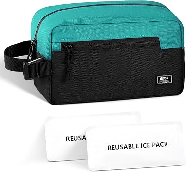 MIER Freezable Cooler Bag 3L Lunch Bag Blue/Black 2 Ice Packs