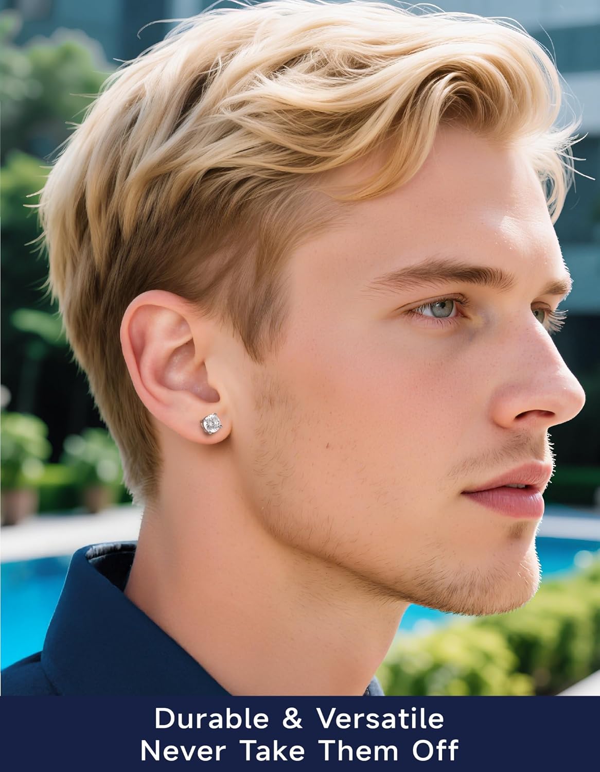 MomentWish Moissanite Earrings, Birthday Gifts for Her, D Color VVS1 Clarity Moissanite Stud Earrings, White Gold Plated 925 Sterling Silver Studs Jewelry for Women Men - Image 3