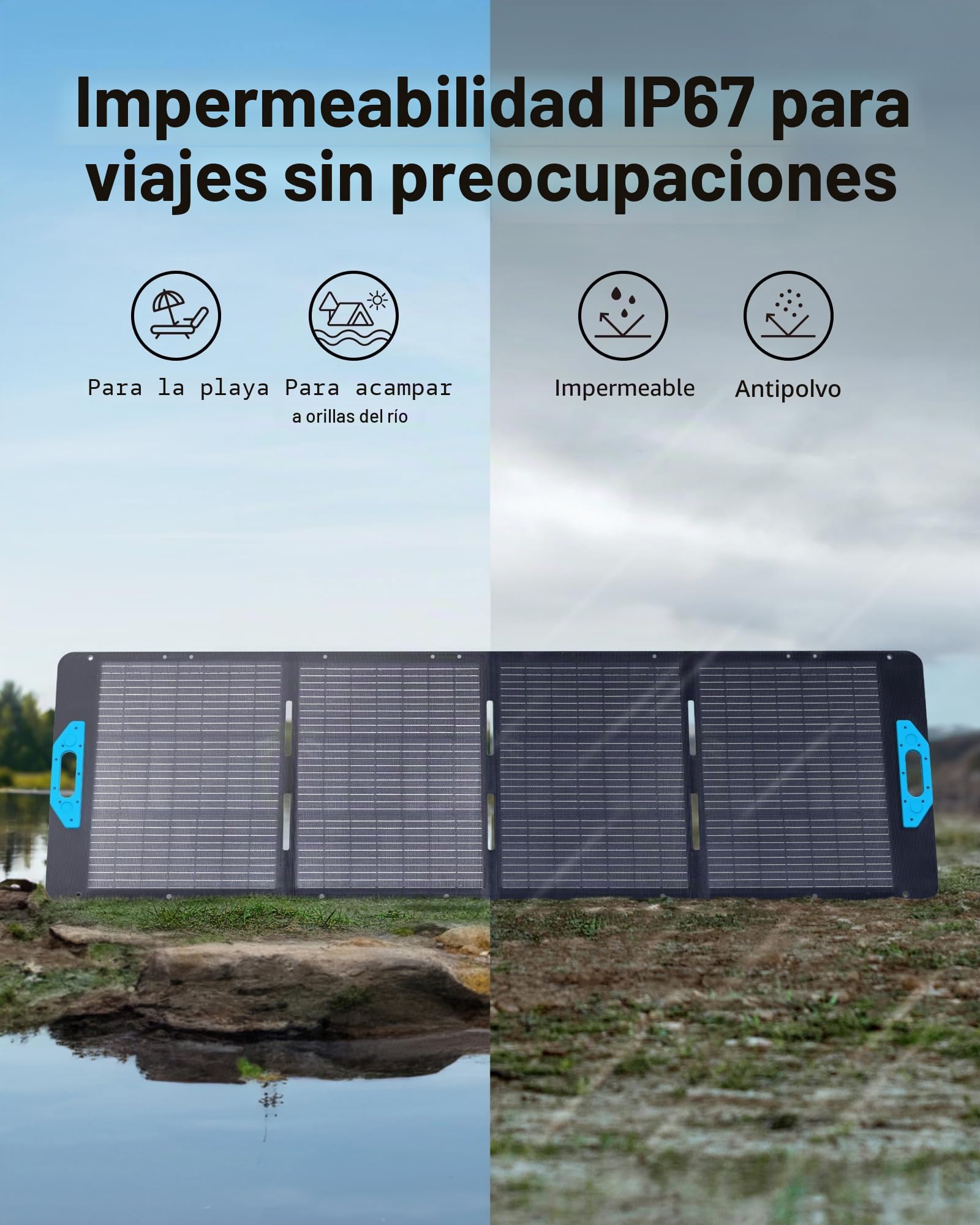 Anker SOLIX PS200 Solar Panel with Adjustable Kickstand, 200W Foldable Portable Solar Charger, IP67 Waterproof, 23% Higher Energy Conversion Efficiency, for Camping, RVs, and Blackouts