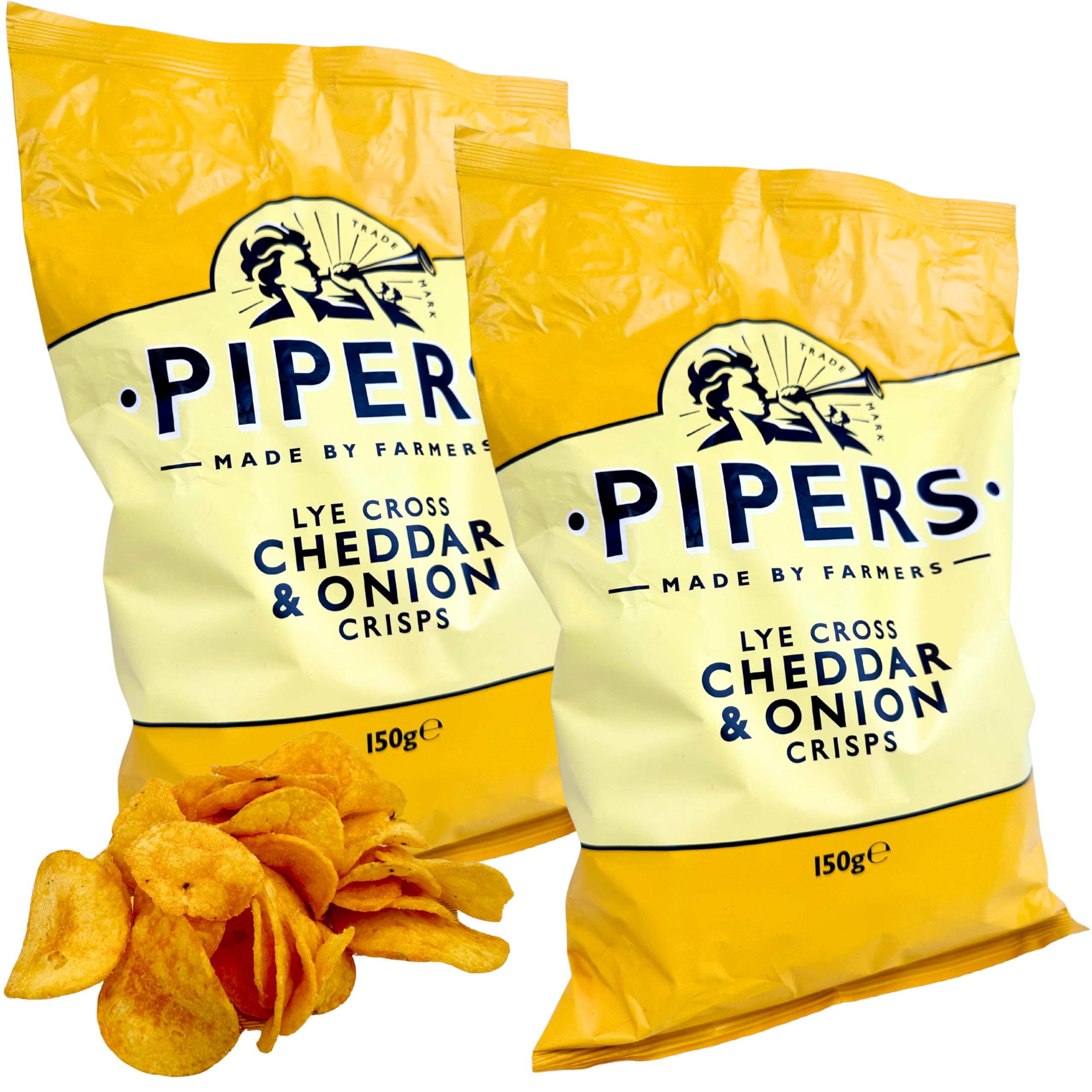 Crisps 5.3 oz. (150g)(Pack of 2) Cheddar and Onion Potato Chips from the UK - Gluten Free - British Crisps - Patatas Fritas - Onion Chips - Cheese Chips