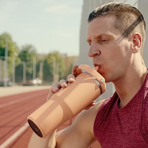 Miniatura 9 de Hydrapeak Nomad - Vaso de 32 onzas con asa y tapa con popote, a prueba de fugas, doble aislamiento, taza de 32 onzas de acero inoxidable (Peony)