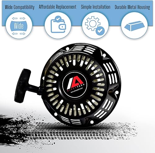 Miniatura 2 de AlveyTech Arrancador de retroceso negro de 196 cc 6.5 Hp - para motores de gas Honda GX120 y GX160, Manco, scooter, cortacésped, generador, motor
