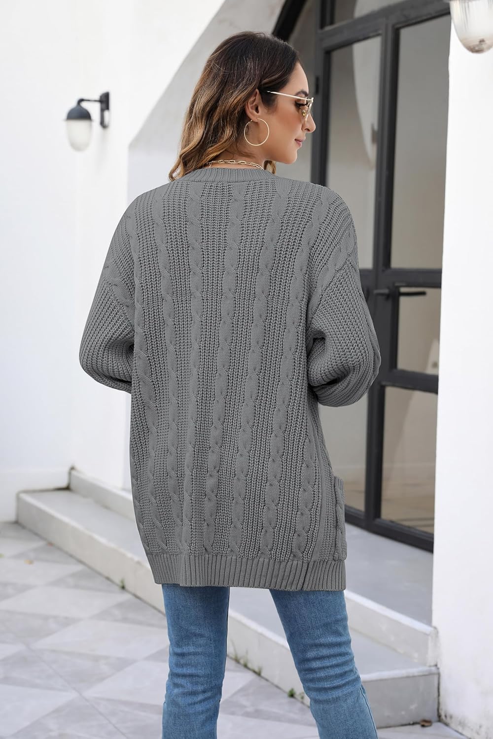 Women's Cable Knit Cardigan Sweaters Open Front Long Sleeve Oversized Cardigans Chunky Fall Pockets Outerwear - Image 5