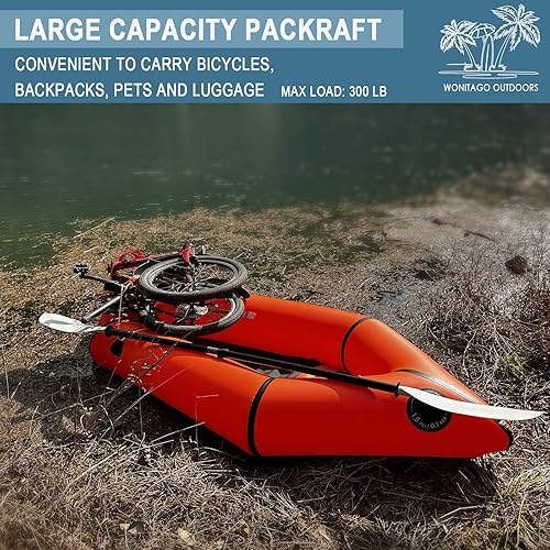 Miniatura 4 de WONITAGO Packraft - Kayak inflable de viaje de TPU con asiento suave y ligero, para rafting de agua planaderiva de bicicletasbote de agua litewater,