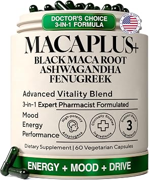 Maca Root Capsules for Men & Women, Organic Black Maca 401 Extract, 60ct