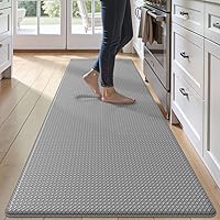 Vista 23 de Tapetes de cocina acolchados antifatiga, 17 x 95 pulgadas, largo, impermeable, acolchado de espuma viscoelástica para estar de pie, color azul