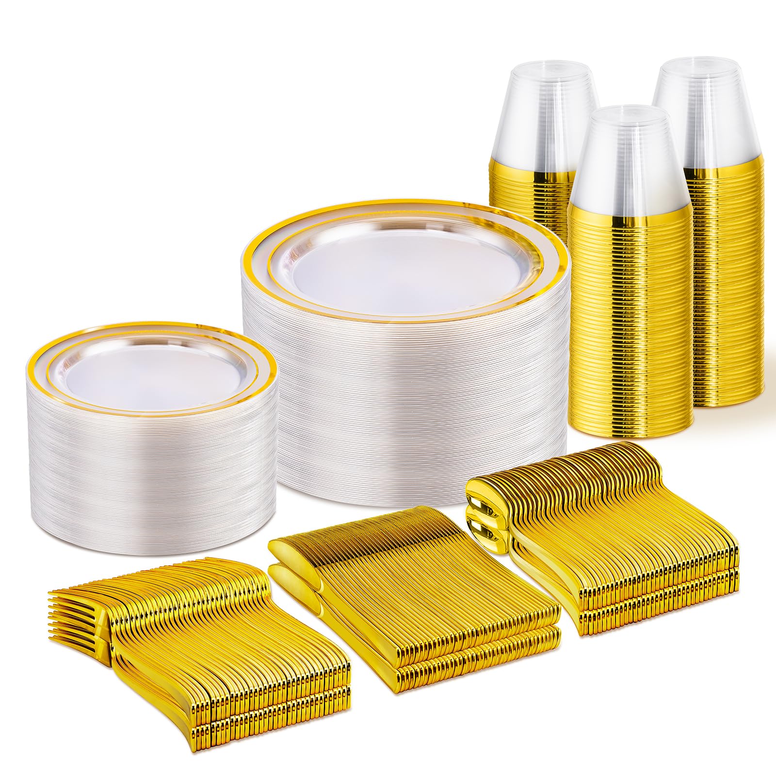 WELLIFE Silver Disposable Dinnerware Set - 600 Piece -22