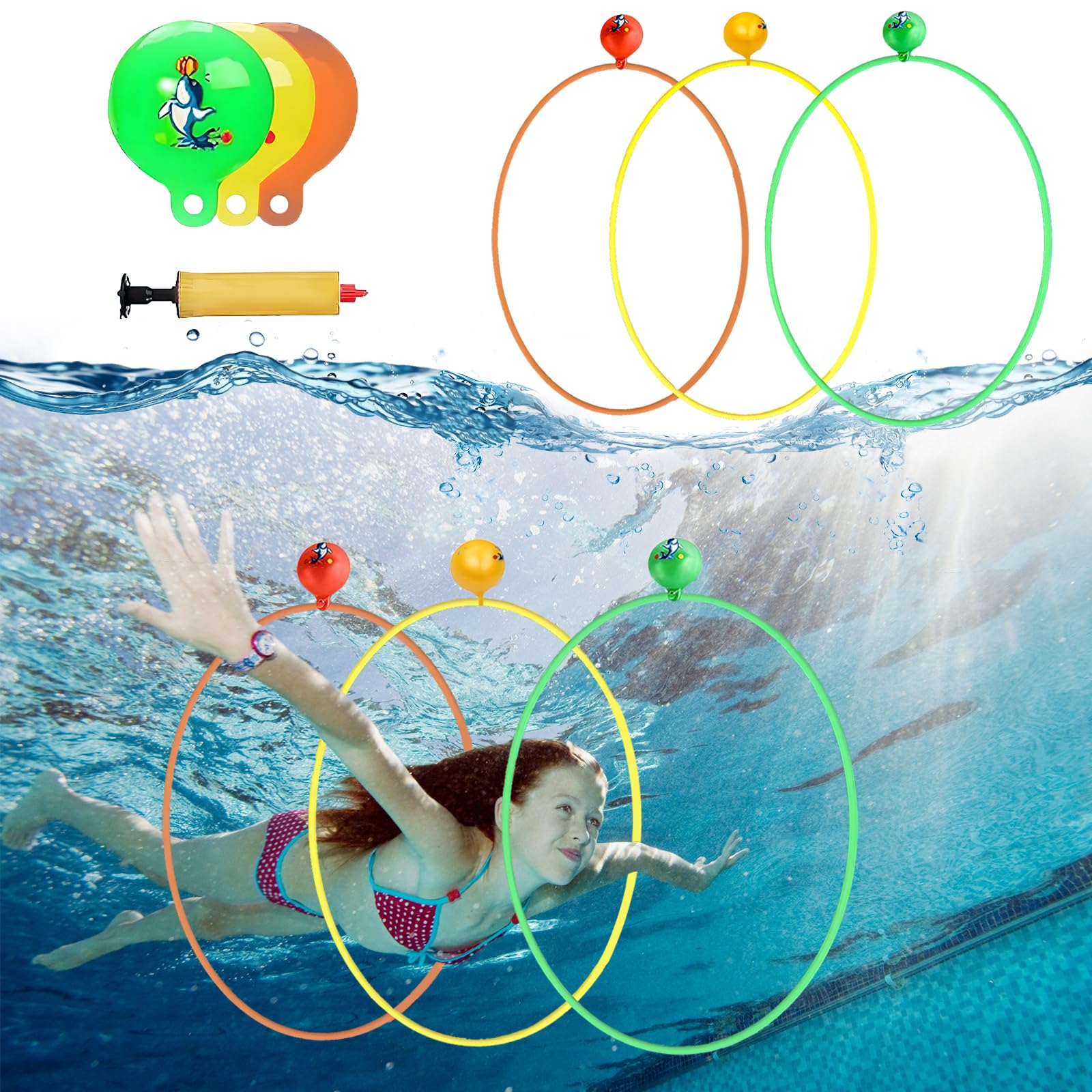 Taozoey Anillo de Buceo Niños, Juguete de Buceo, Juguetes Subacuáticos, Círculos de Buceo, Anillos Flotantes para Piscina, Conjunto de Anillos de Buceo, Regalo de Verano
