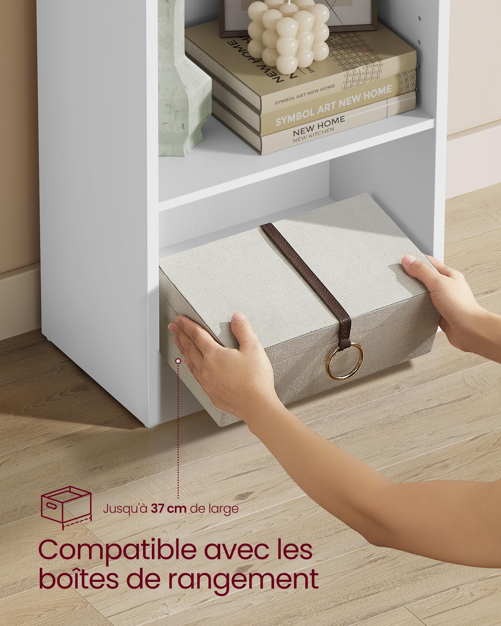 VASAGLE Custos Collection Bookcase, 4 Tier Shelf, Open Storage Unit, Shelf, Shelf, for Living Room, Office, Dining Room, Cloud White LBC104W