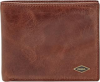 Fossil Men's Hayes Leather Bifold Wallet with Flip ID Window - Durable Cowhide, 8 Card Slots, Slim Everyday Carry