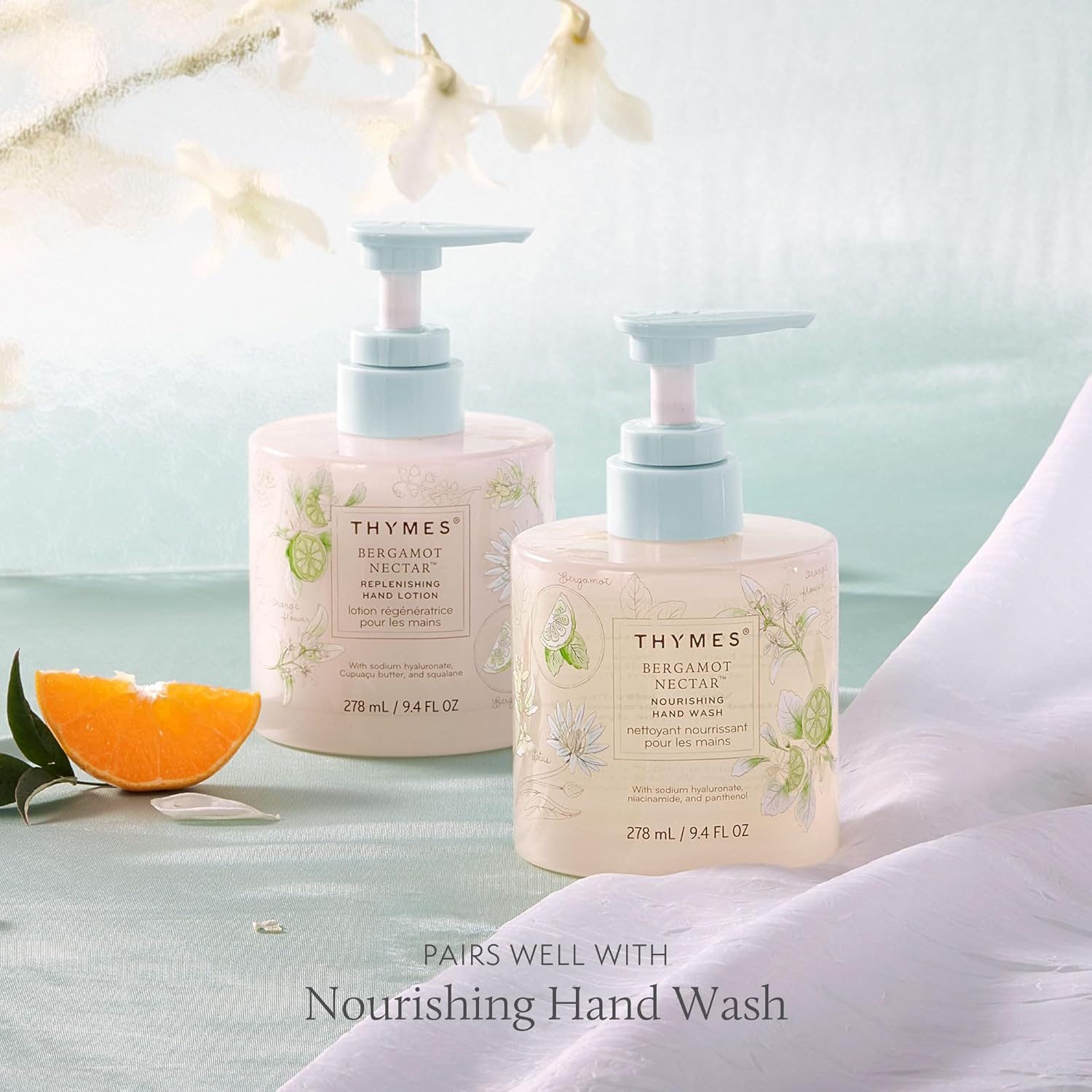 Thymes Replenishing Hand Lotion for Dry Skin - Daily Moisturizer Helps Reduce Dryness - Hand Lotion for Women & Men Formulated with Sodium Hyaluronate & Squalane (Bergamot Nectar, 9.4 fl oz) - Image 6