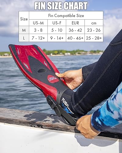 Vista 7 de TUSA Sport Black Series Visio Tri-Ex - Juego de máscara de viaje para adultos, esnórquel seco y aletas