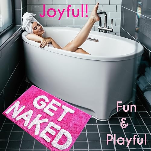 Miniatura 5 de Evovee Alfombra de baño con texto blanco, color rosa intenso con texto blanco, divertida alfombra de baño magenta rosa oscuro, divertida decoración