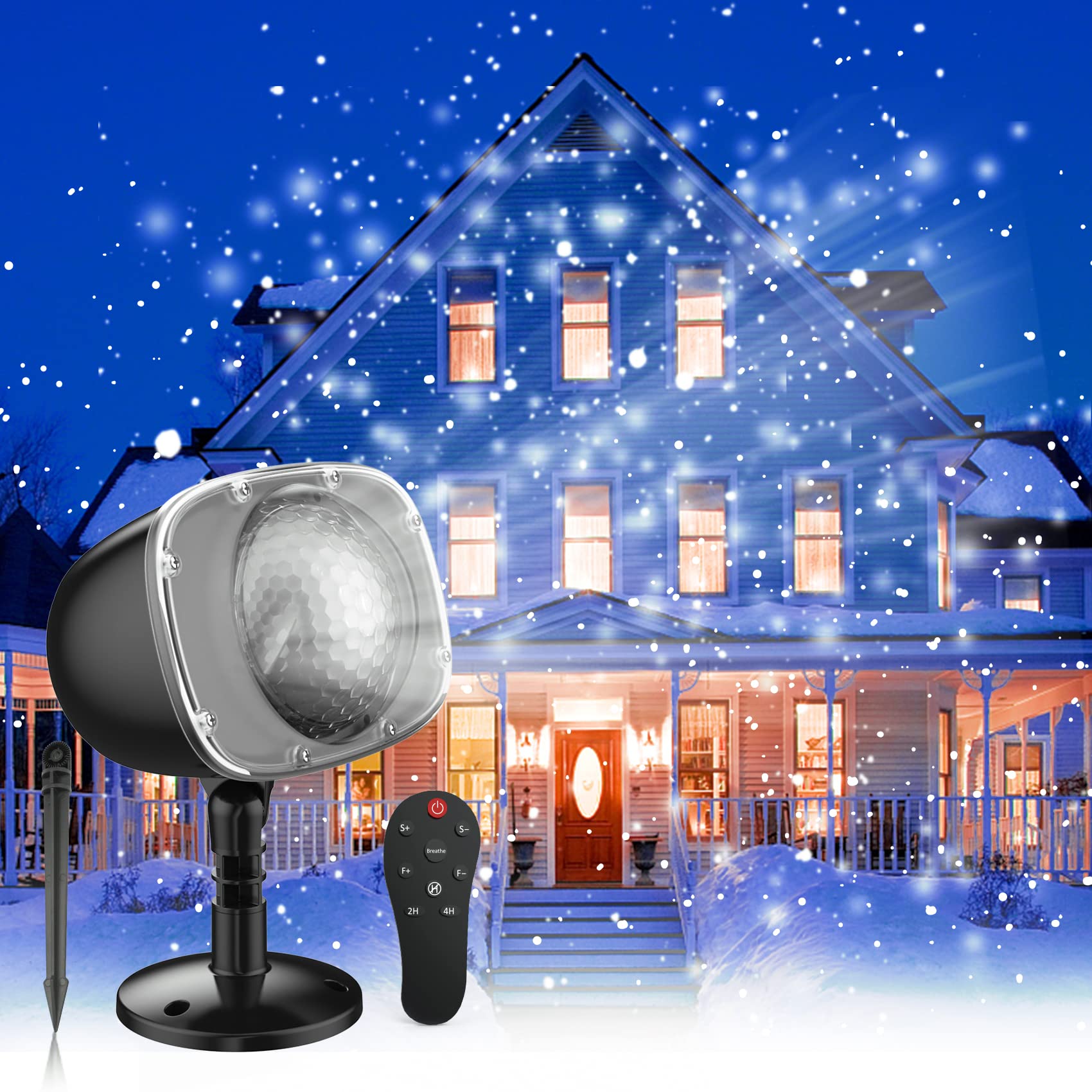 Christmas Snowfall Light Projector, Holiday Projector Lights with Remote Control,Rotating Snow Falling Lights,Outdoor Waterproof Landscape Decorative Lighting for Halloween Wedding Garden（Snow Spots）
