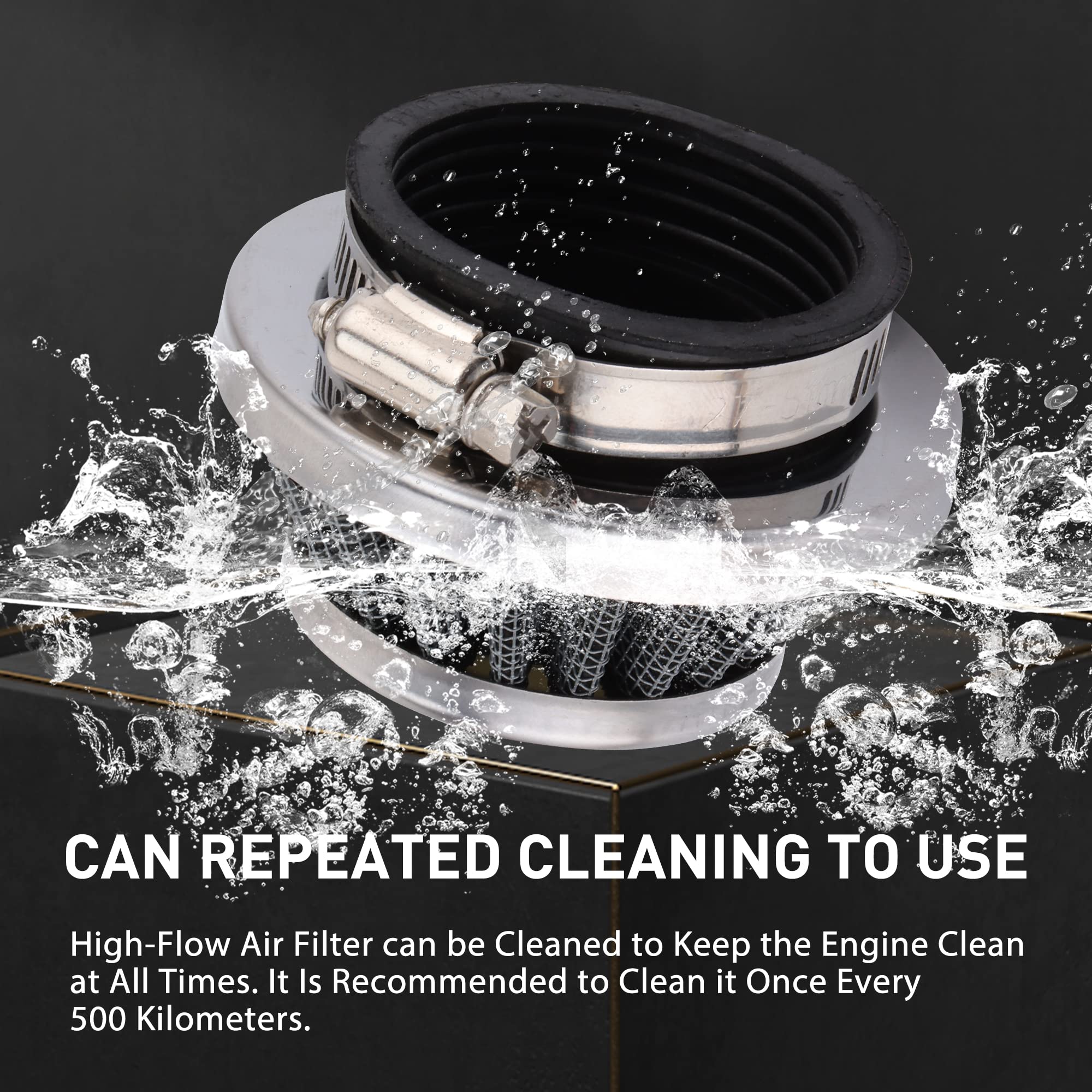WOOSTAR Filtro de Aire Reemplazo para 2 Tiempos 23cc 33cc 47cc 49cc Scooter Mini Dirt Bike Pocket Bike Motocicleta ATV Quad Go Kart Ciclomotor Plata