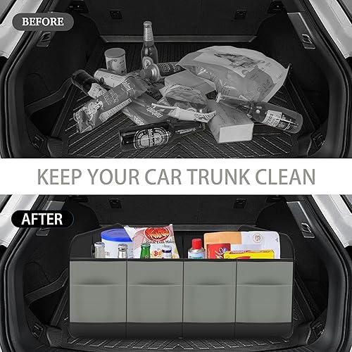 Miniatura 6 de Organizador de maletero de automóvil, organizador de almacenamiento de automóvil con gran capacidad de 70 L, impermeable, plegable y 10 bolsillos,