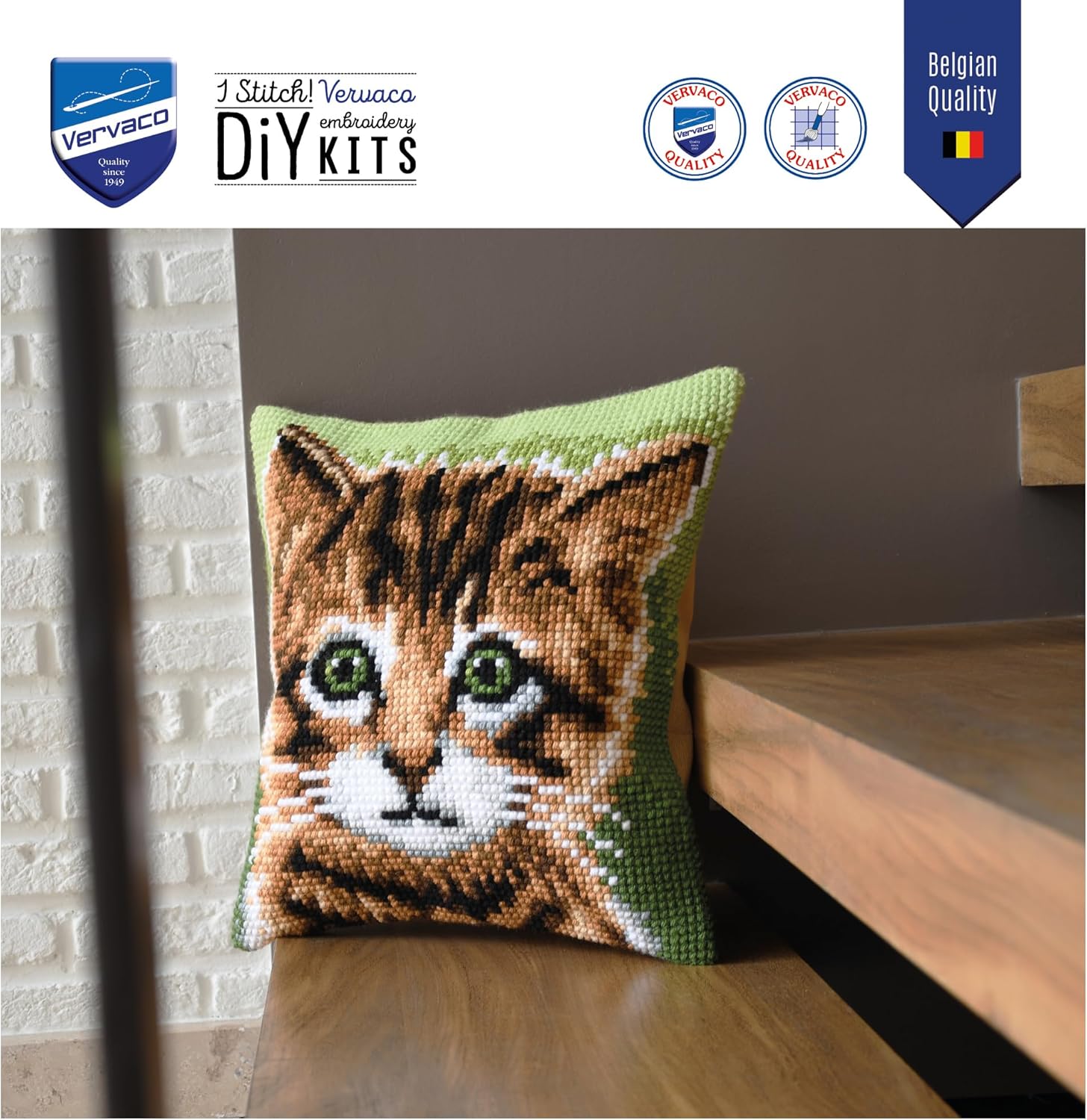 Vervaco Kitten Cross Stitch Cushion Kit