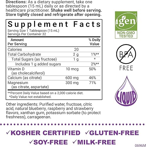 Miniatura 20 de Blue Bonnet citrato de magnesio de calcio líquido con vitaminas D, 16 onzas líquidas Oz., 743715006942, 16 onza, 1, 1