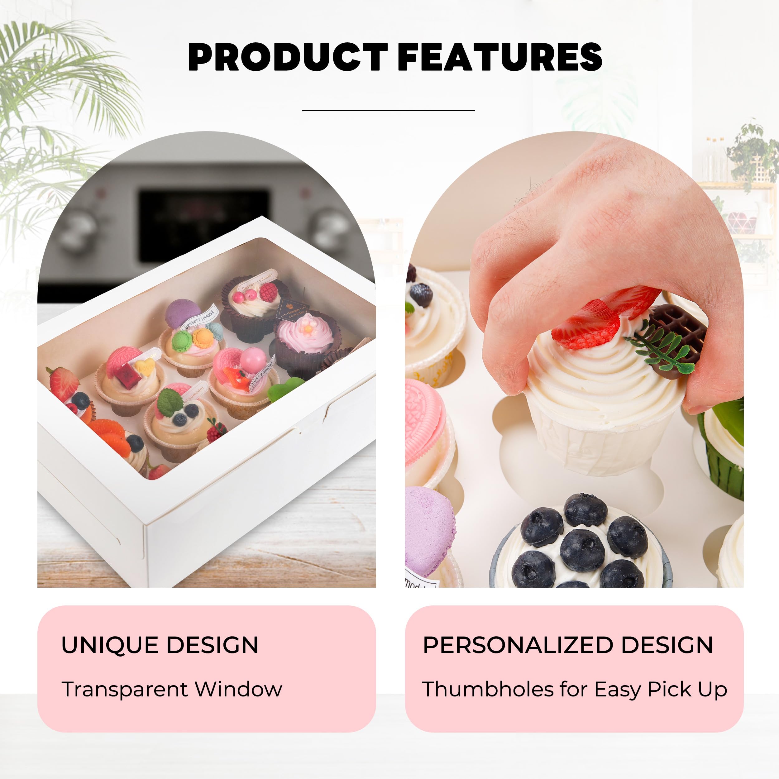 White Cupcake Boxes - 6 Pack with Ribbon -3