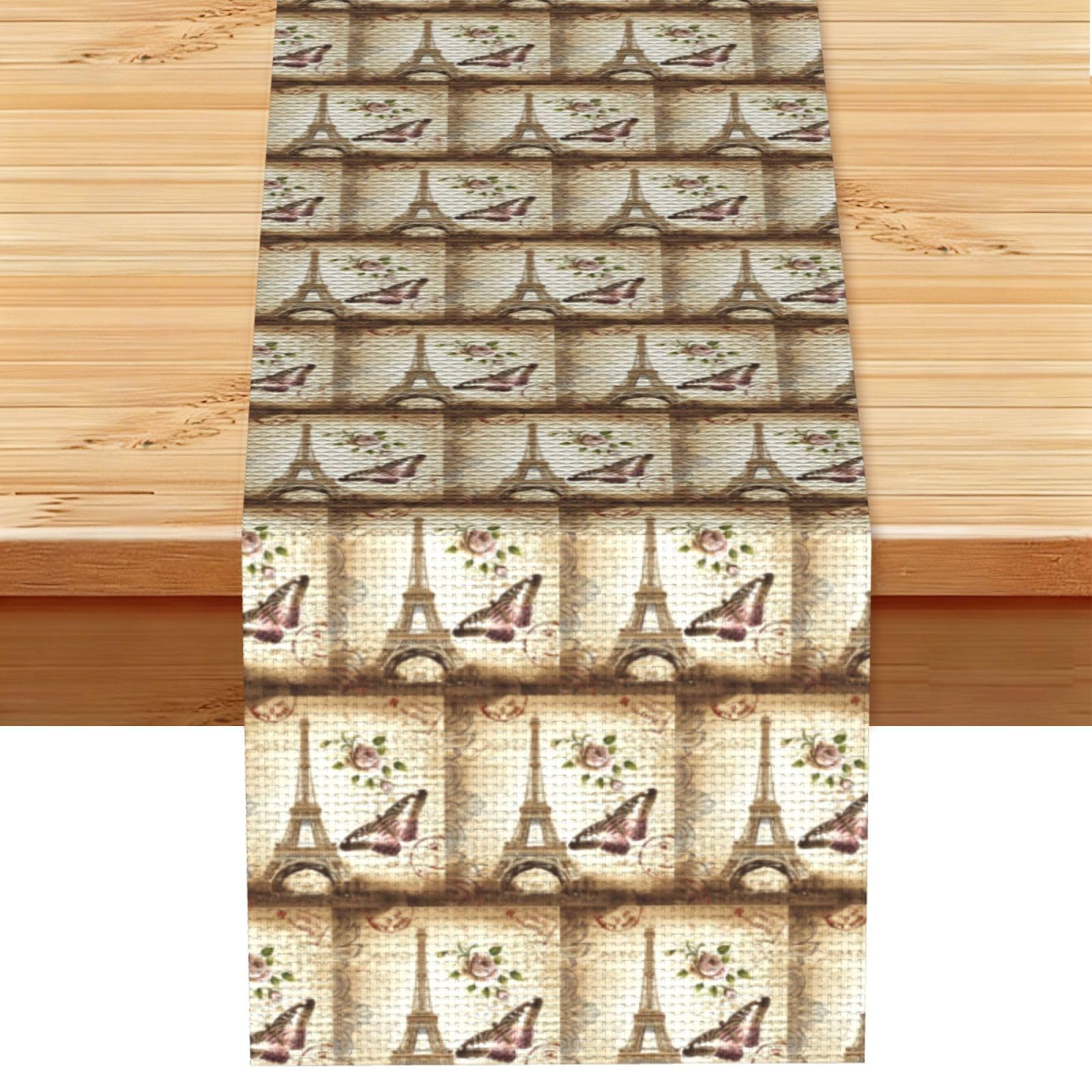 Paris Eiffel Tower Stylish Printed Table Cloth, Decorative Table Runner 13x72in for Home, Party and Banquet Home Decor