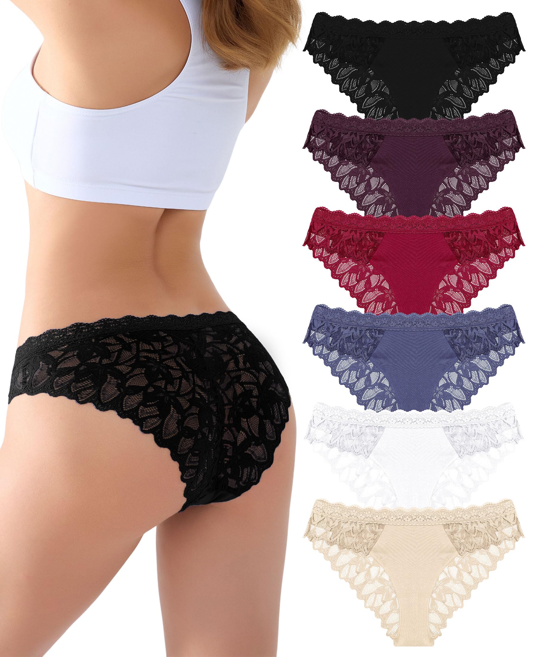 READY TO LOVE Unterhosen Damen Spitze Brazilian Slip Spitzen Unterwäsche Frauen Sexy Set Hipster Damen Unterwäsche Vorderteil Aus Baumwoll Stoff Panties & Hipsters Mehrpack