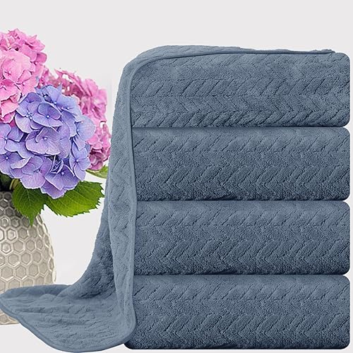 Miniatura 10 de Juego de 8 toallas de baño extra grandes, 2 toallas de baño de gran tamaño, 2 toallas de mano, 4 toallas de baño, microfibra suave de secado rápido,