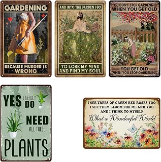 5 Pack Garden Signs Vintage Metal Tin Signs For Outside Garden Signs Decorative Outdoor Plant Lover Gifts Gardening Gift For Women Yard Sign Funny Gardening Decor 12x8 Inch