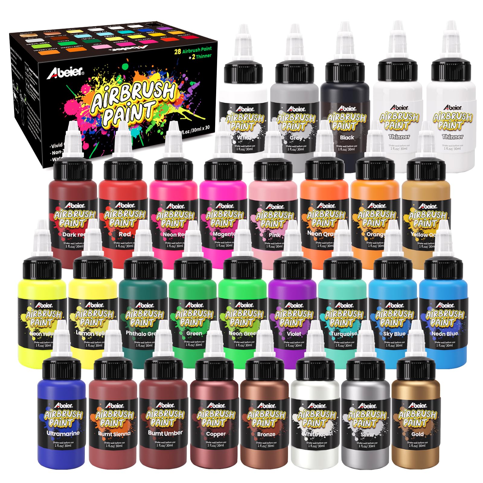 ABEIER Airbrush Paint Set 28 Colors