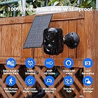 Vista 2 de Hiseeu Security Cameras Wireless Outdoor, 2pcs Solar Powered 3K 4MP Surveillance WiFi Cameras for Home Security Outside, PIR/AI Motion Detection