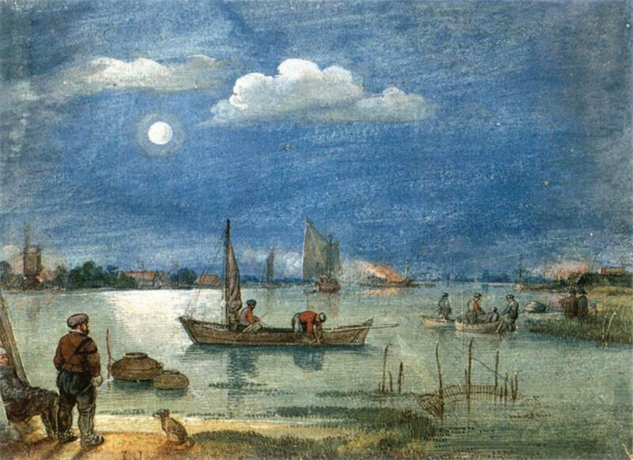 Tableau Pêcheurs au clair de lune Hendrick Avercamp affiche impression toile