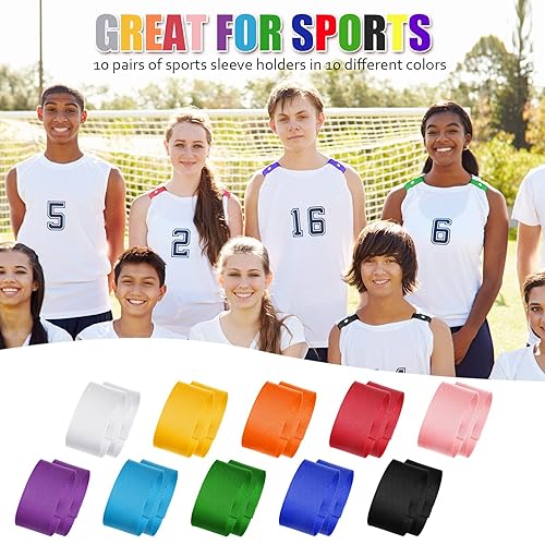 Miniatura 7 de Dingion 20 pares de soportes de manga de sóftbol para mujer, camisetas deportivas, clips con broches de presión, correas de gimnasia y fútbol para