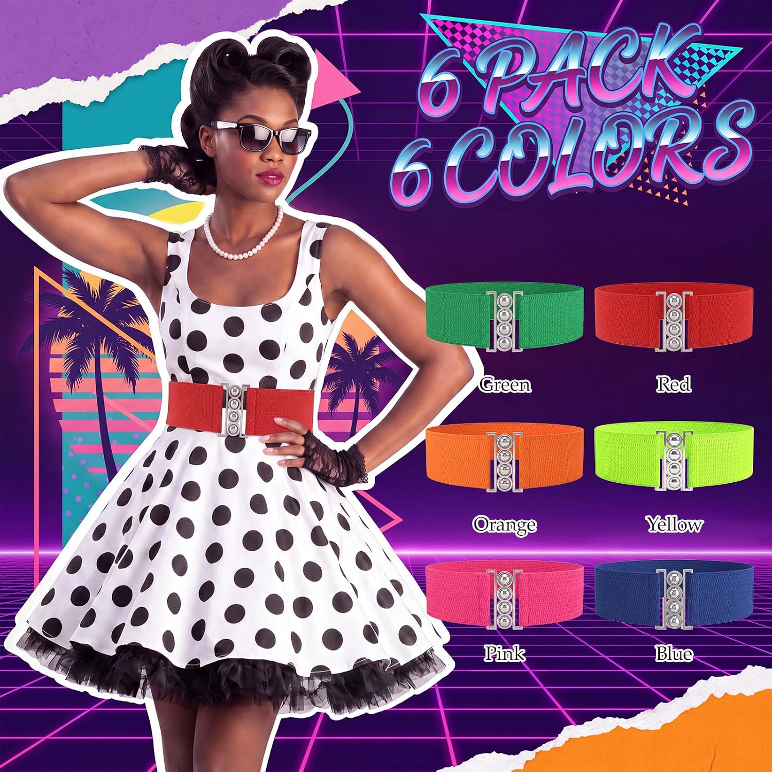 Syhood 80s Neon Belts Accessories for Women