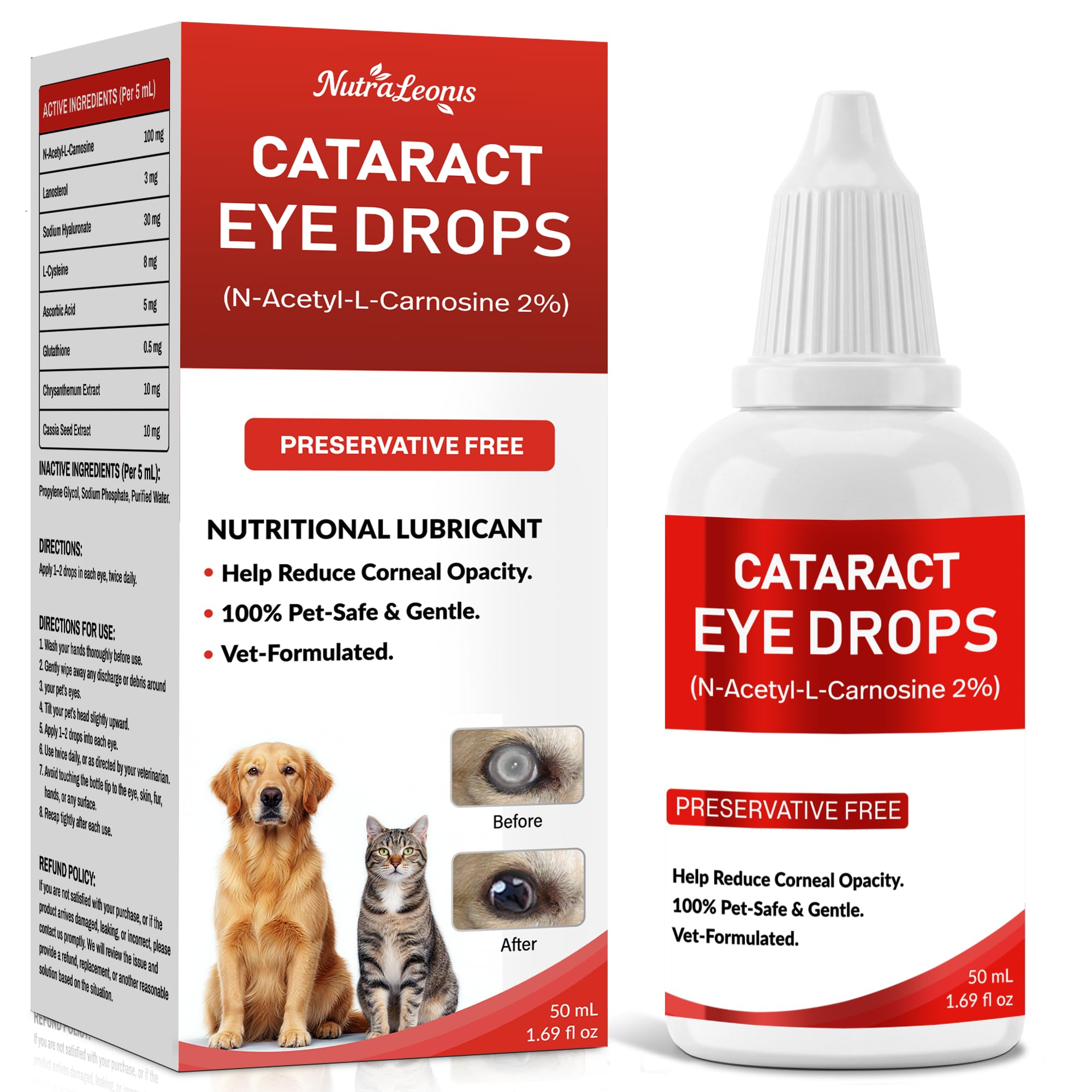 Eye Care Drops for Dogs & Cats – Supports Healthy Vision & Comfort, Preservative-Free, Natural Formula, 1.69 fl oz