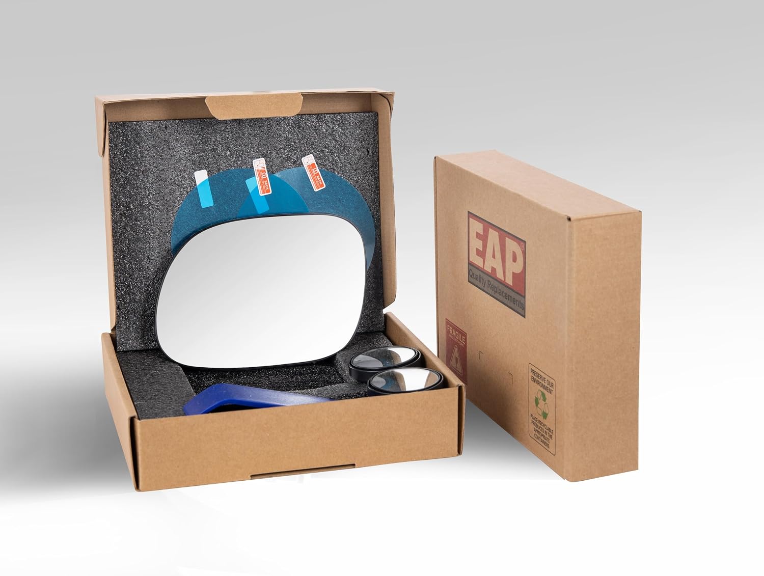 EAP Driver Side Mirror Glass Compatible With Kia Soul 2014-2019, Heated, 87611B2500 87611B2510