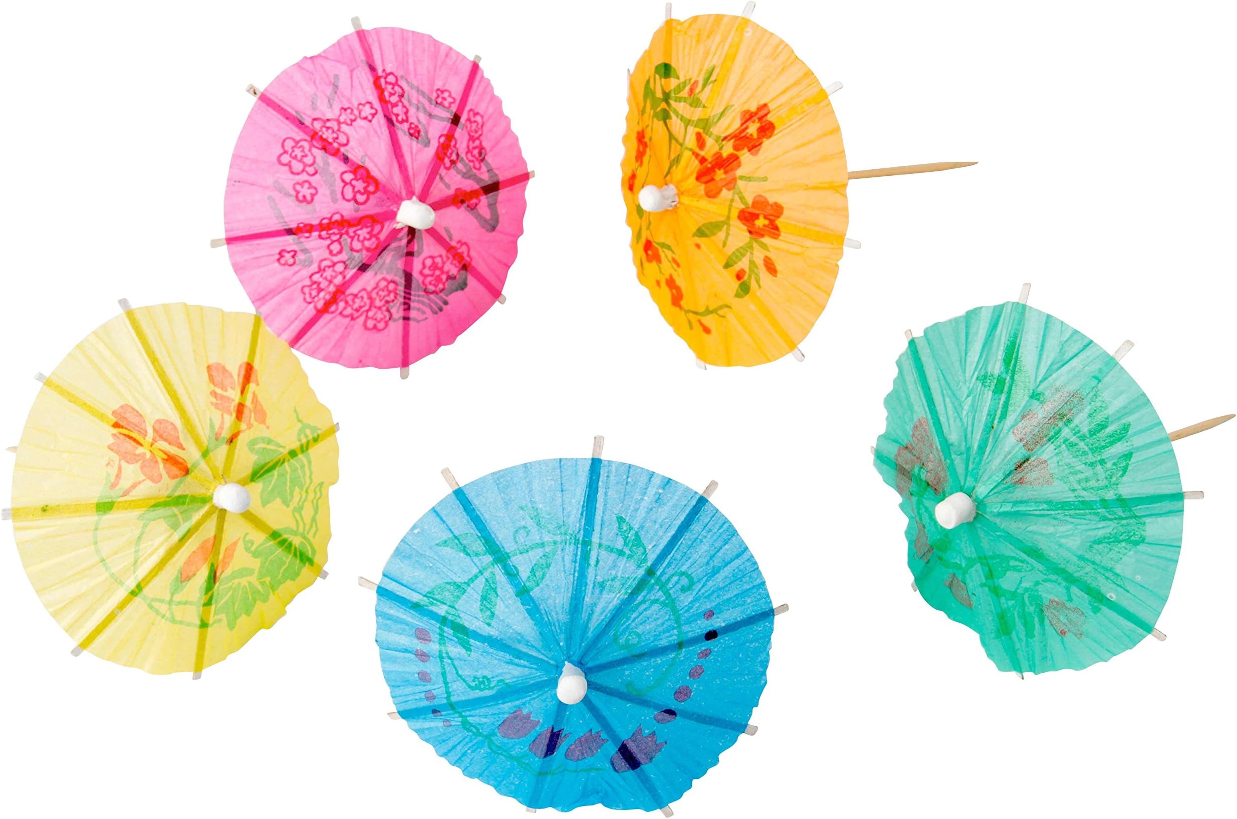 The Bar 45-Count Vibrantly-Colored Decorative Party Parasol with Attached Wooden Pick, 1-pack