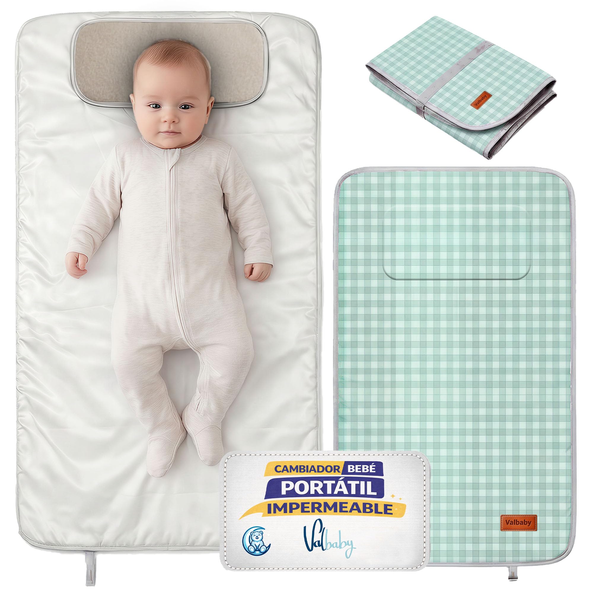 Cambiador Bebe Portatil Impermeable Plegable Acolchado Lavable de Flores para Casa Fuera o Viaje Regalo Recien Nacido Cosas Accesorios Niño Niña Muda Fraldas para Pañales Changing Mat Baby Valbaby — view 9